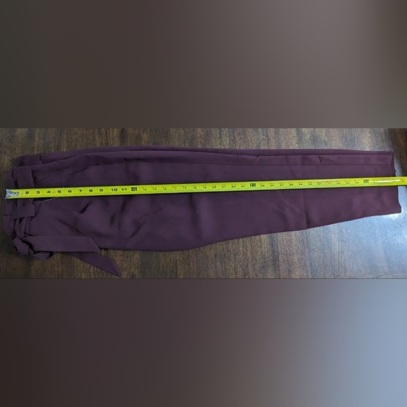 NWT Express Women's High Rise Tie Belt Burgundy Maroon Ankle Pants, Size 8R - Picture 11 of 12